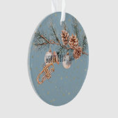Blaue Weihnachtsbaum Zapfen Ornamente Trompete (Vorderseite)