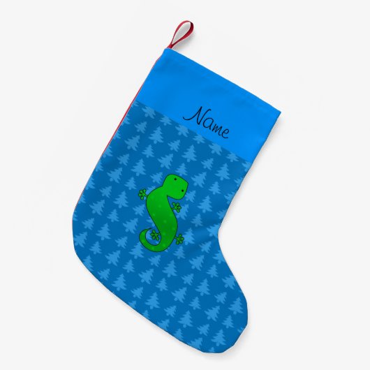 Blaue Weihnachtsbäume des personalisierten Kleiner Weihnachtsstrumpf (Vorderansicht (hängend))