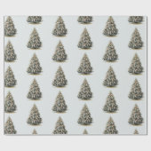 Blaue Weihnachtsbäume Geschenkpapier (Flach)