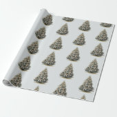 Blaue Weihnachtsbäume Geschenkpapier (Ungerollt)