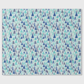 Blaue Weihnachtsbäume in einem Evergreen Forest Geschenkpapier (Flach)