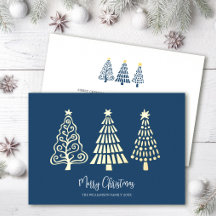 Blaue Weihnachtsbäume mit echtem Gold Schriftname