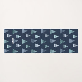 Blaue Weihnachtsbäume mit Perlen-Strings-Muster Yogamatte