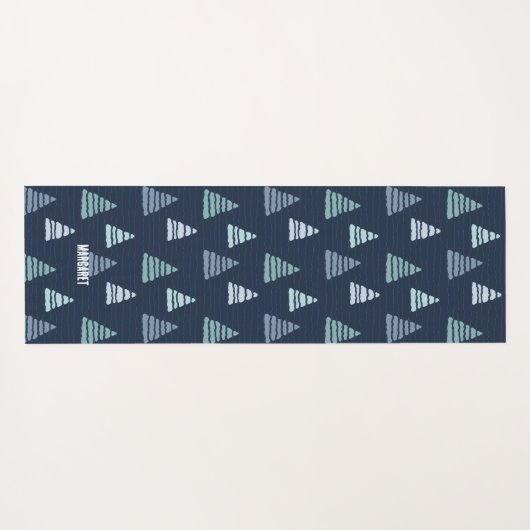 Blaue Weihnachtsbäume mit Perlen-Strings-Muster Yogamatte (Rückseite (Horizontal))