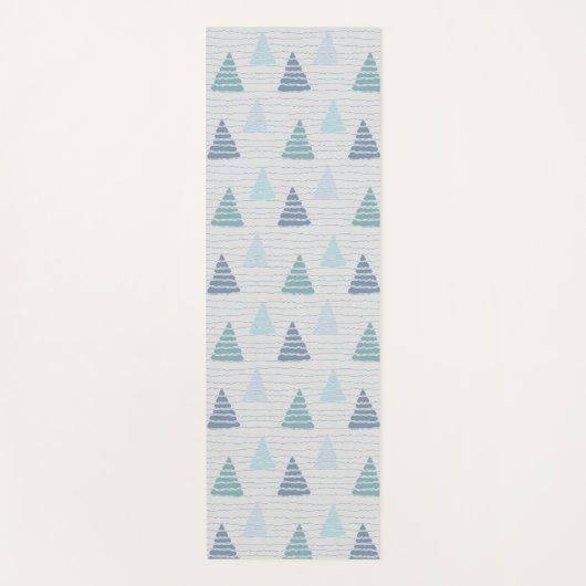 Blaue Weihnachtsbäume mit Perlen-Strings-Muster Yogamatte (Vorderseite)
