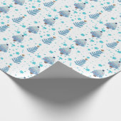 Blaue Weihnachtsbäume und Schnee Geschenkpapier (Ecke)