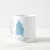 Blaue Weihnachtsbaume Wasserfarbenurlaub Kaffeetasse (Vorderseite Links)