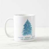 Blaue Weihnachtsbaume Wasserfarbenurlaub Kaffeetasse (Links)