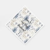 Blaue Weihnachtsbäume Weiße Hirsche Serviette (Ecke)