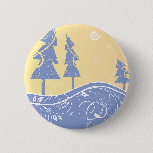 Blaue Weihnachtsbaumen Button (Vorderseite)