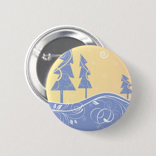 Blaue Weihnachtsbaumen Button (Vorne & Hinten)