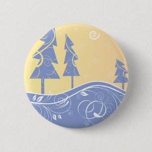 Blaue Weihnachtsbaumen Button