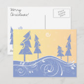 Blaue Weihnachtsbaumen Feiertagspostkarte (Vorne/Hinten)