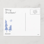Blaue Weihnachtsbaumen Feiertagspostkarte (Rückseite)