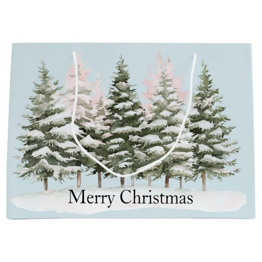 Blaue Weihnachtsbaumen Große Geschenktüte (Vorderseite)