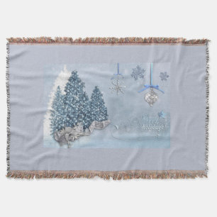 Blaue Weihnachtsbaumen Holiday Blanket Throw Decke
