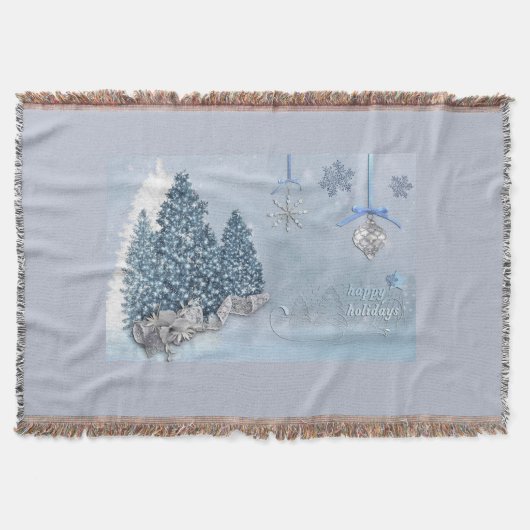 Blaue Weihnachtsbaumen Holiday Blanket Throw Decke (Vorderseite)