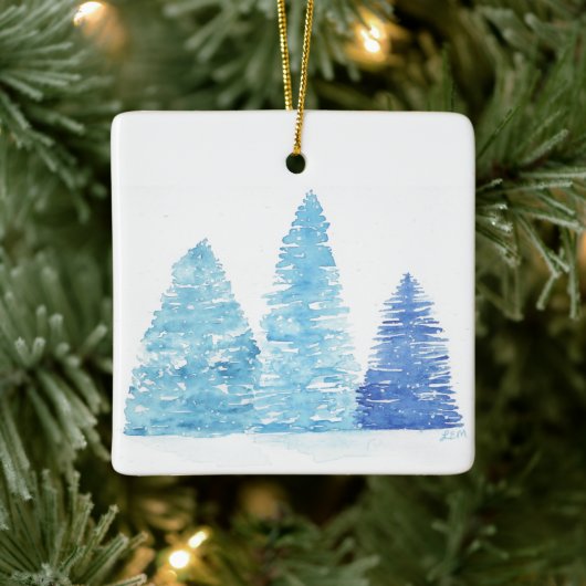 Blaue Weihnachtsbaumen Keramikornament (Baum)