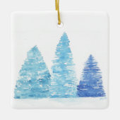 Blaue Weihnachtsbaumen Keramikornament (Vorderseite)