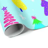 Blaue Weihnachtsbaumkunst - Pop Geschenkpapier (Rolleneckpunkt)