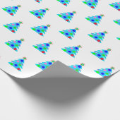 Blaue Weihnachtsbaummuster anpassbar Geschenkpapier (Ecke)