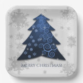 Blaue Weihnachtsbaumplatte Pappteller (Vorderseite)