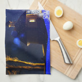 Blaue Weihnachtsbaumtage Geschirrtuch (Viertel Falte)