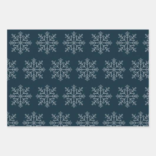 Blaue Weihnachtscreme Winterschneeflocke Geschenkpapier Set (Vorderseite 3)