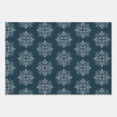 Blaue Weihnachtscreme Winterschneeflocke Geschenkpapier Set (Vorderseite)
