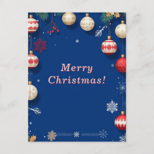 ✨ Blaue Weihnachtsdekoration Elegante Winterfeiert Postkarte