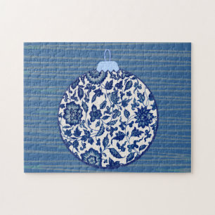 Blaue Weihnachtsdekoration im Vintage-Stil Puzzle