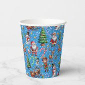 Blaue Weihnachtsdekoration Pappbecher (Rückseite)