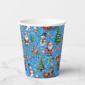 Blaue Weihnachtsdekoration Pappbecher (Vorderseite)