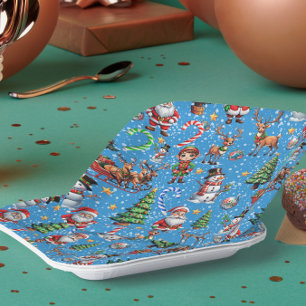 Blaue Weihnachtsdekoration Pappteller