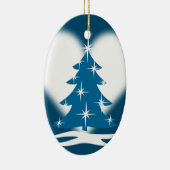 Blaue Weihnachtsdekoration Personalisierte Winterd Keramikornament (Rechts)