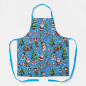 Blaue Weihnachtsdekoration Schürze (Vorderseite)
