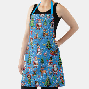 Blaue Weihnachtsdekoration Schürze