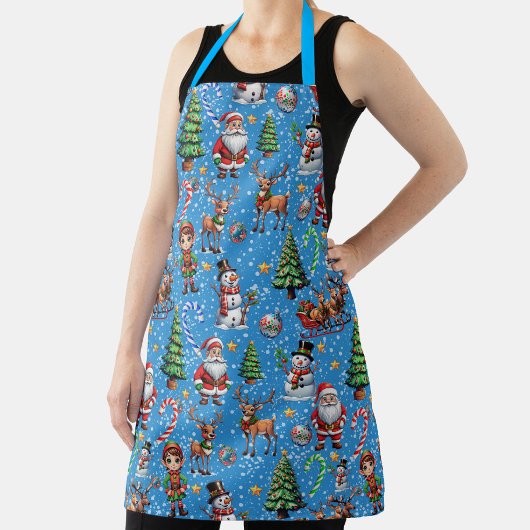 Blaue Weihnachtsdekoration Schürze