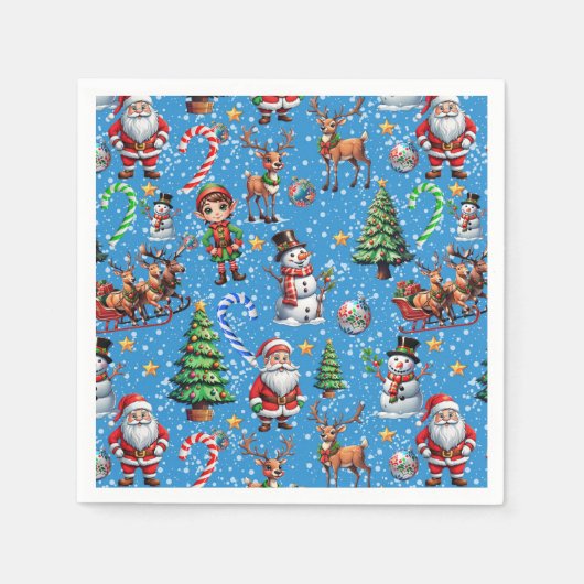 Blaue Weihnachtsdekoration Serviette (Vorderseite)