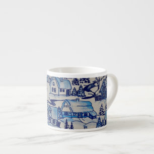 Blaue Weihnachtsdorf-Dekoration im Vintage-Stil Espressotasse