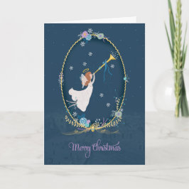 Blaue Weihnachtsengels-Gruß-Karte Feiertagskarte