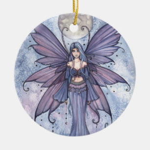 Blaue Weihnachtsfeen-Verzierung Keramikornament