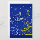 Blaue Weihnachtsfeier Briefpapier (Vorne/Hinten)