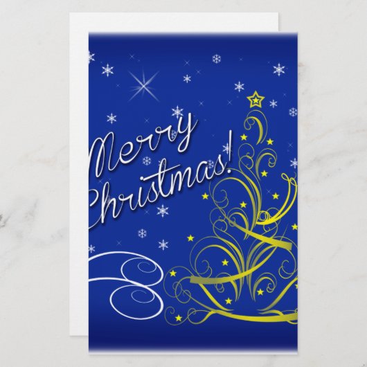 Blaue Weihnachtsfeier Briefpapier (Vorne/Hinten)