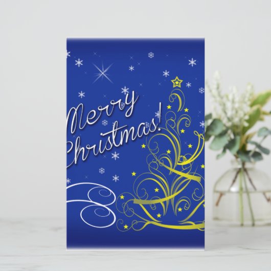 Blaue Weihnachtsfeier Briefpapier (Stehend Vorderseite)