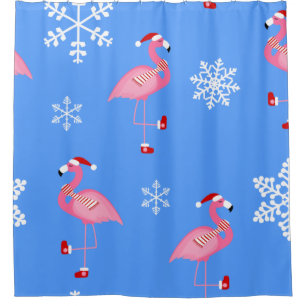 Blaue Weihnachtsfeier Duschvorhang