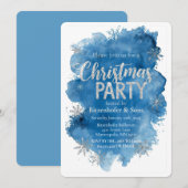 Blaue Weihnachtsfeier Einladung (Vorne/Hinten)