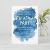 Blaue Weihnachtsfeier Einladung (Stehend Vorderseite)