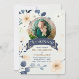 Blaue Weihnachtsfeier für die gelben Blüten des Ba Einladung