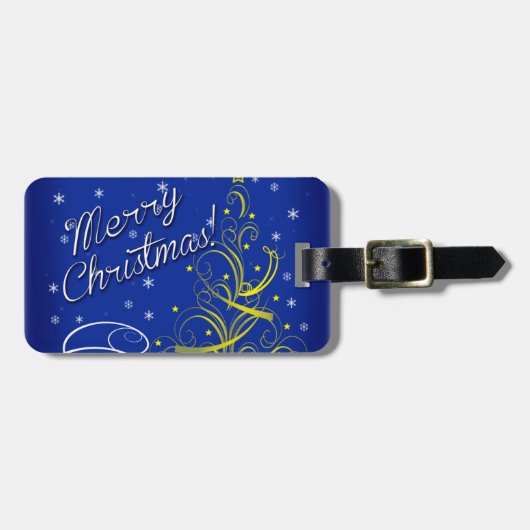 Blaue Weihnachtsfeier Gepäckanhänger (Vorderseite horizontal)